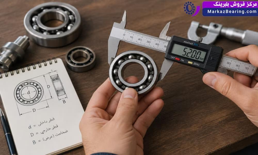 اندازهگیری سایز بلبرینگ با کولیس